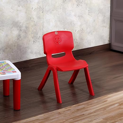 CELLO Bolt Baby Comfortable Kids Chair, Red | Dust Free |100% Polypropylene Stackable Chairs | Strong and Durable | Backrest Chair for Study/Dining Room/Bedroom/Kids Room/Living Room/Indoor-Outdoor