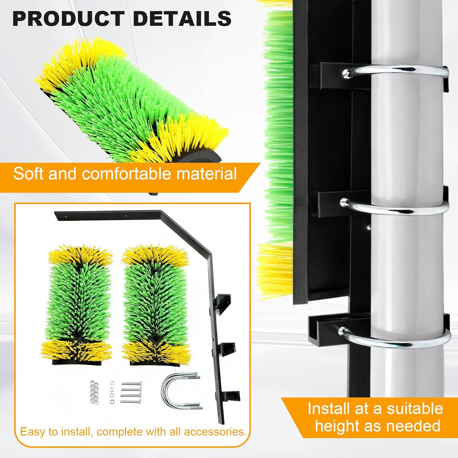2 Way Livestock Scratching Brush Dual Sided Cow Scratcher Horse Grooming Brush 20" x 11.6" Extra Large Horse Scratching Post Heavy Duty for Cattle Sheep Goats Pigs Massage Tool Supplies