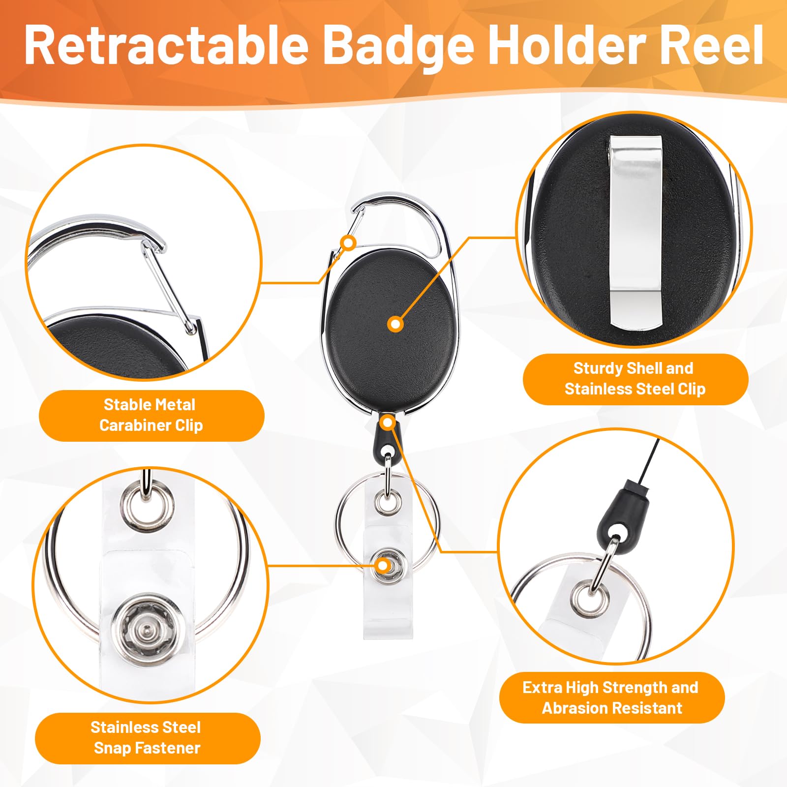 Vicloon Porte Badge Enrouleur, 6pcs Porte-clés Retractable,cordon