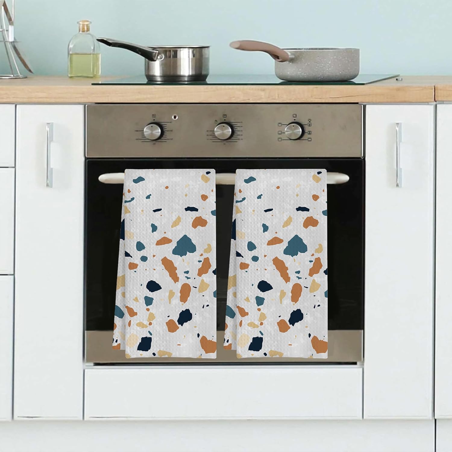 2 Pack Hand Towels Terrazzo Modern Marble Kitchen Towel Absorbent Decorative Towels Set for Drying,Cleaning,Cooking,Bathroom,Holiday 16x24 Inches - Image 7