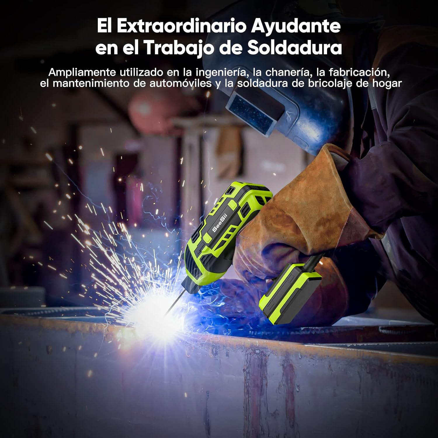 Person welding with the SEESII FA202G Electric Arc Welder