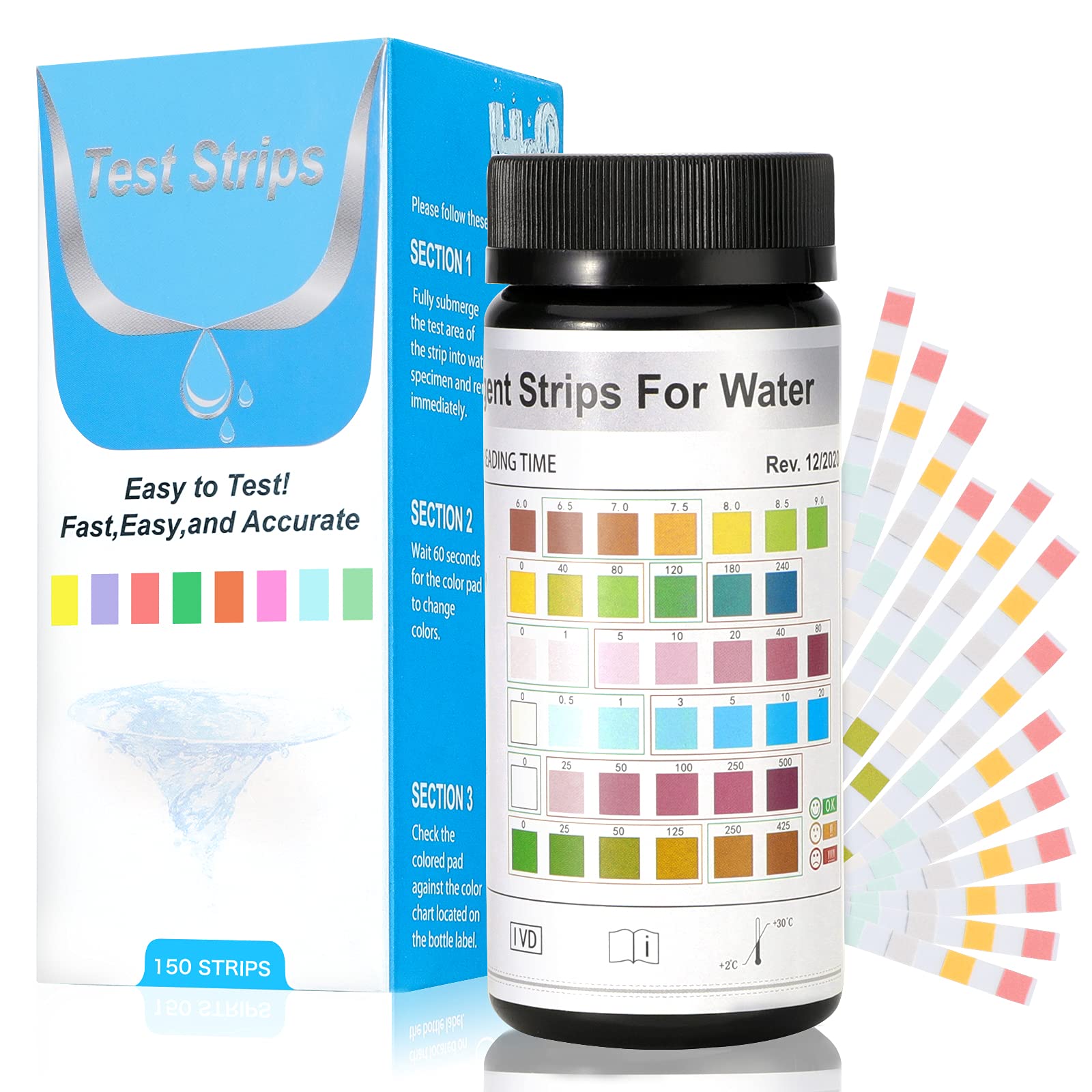 Buy Lewondr 6 in 1 Aquarium Test Strip, 150Strip Fish Tank Test Kit for