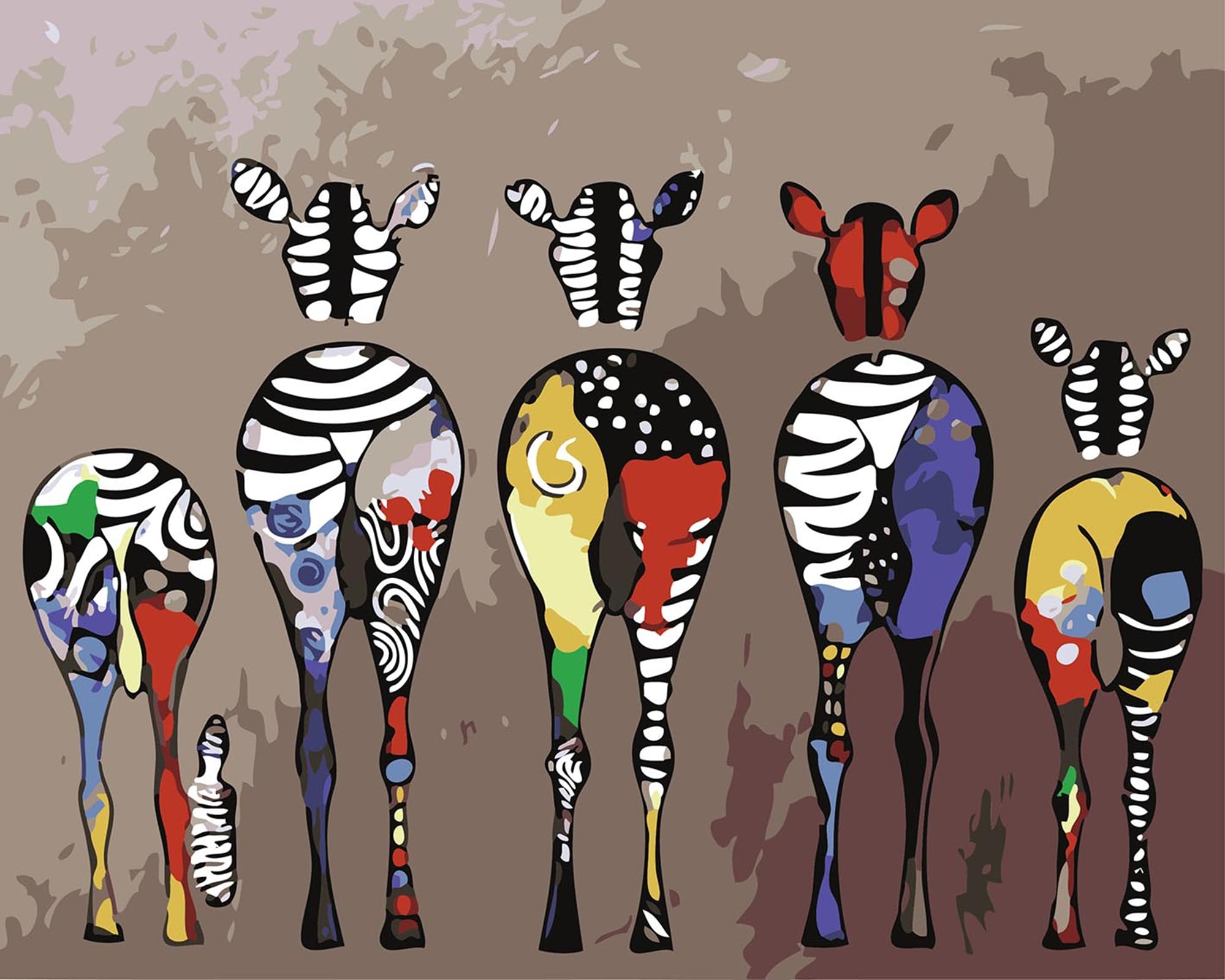WOWDECOR Paint by Numbers Kits for Adults Kids Seniors Junior Beginner, Number Painting - Colorful Zebra Family Butt 16x20 inch (Frameless)
