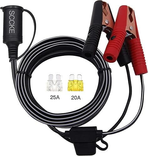 14.8FT/14.8 ft 14AWG 20A 12V 24V hembra encendedor de cigarrillos de coche enchufe a batería cocodrilo pinzas conector, cable de carga de extensión