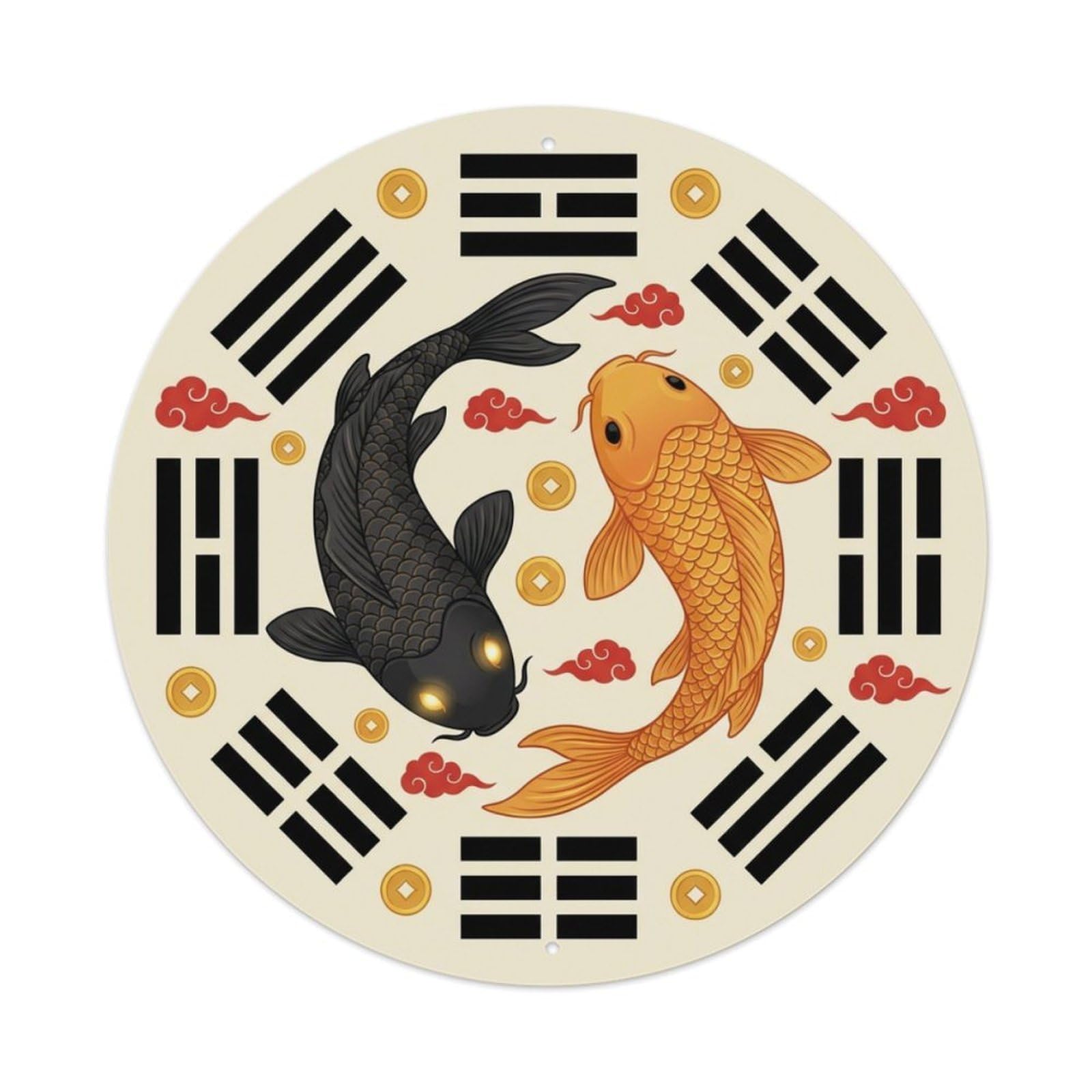 Metal Tin Sign Tai Chi Koi Fish