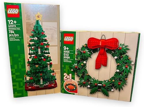 Lego Paquete navideño, árbol de Navidad (40573) y corona (40426), juego de juguetes de construcción 2 en 1, Navidad, (1294 unidades en total)