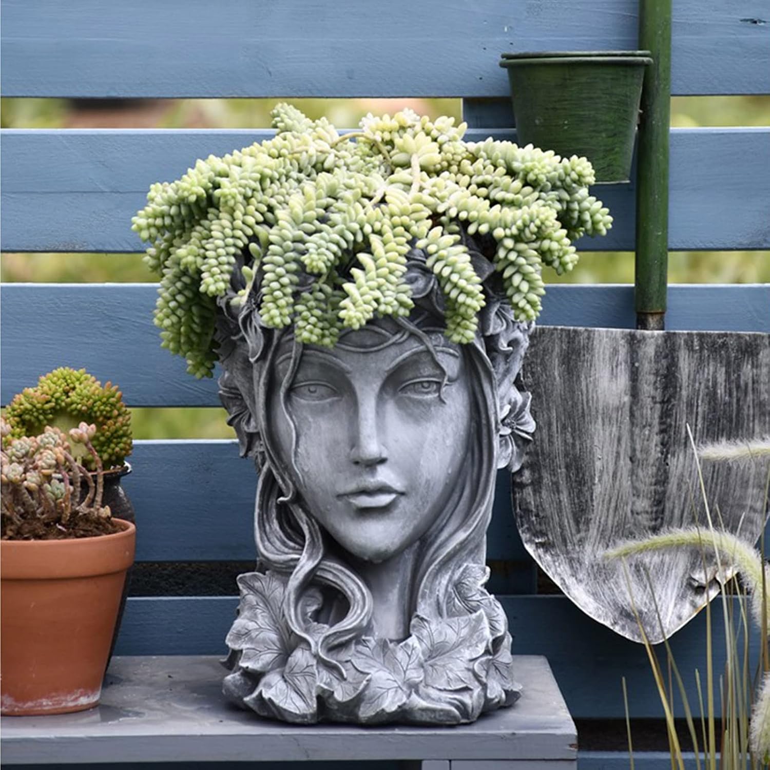 appuivbt Goddess Head Flower Pot Resin Mold Silicone,Succulent Plants Planter Pot Cement Molds Plaster Concrete Mould,DIY Craft Clay Mold