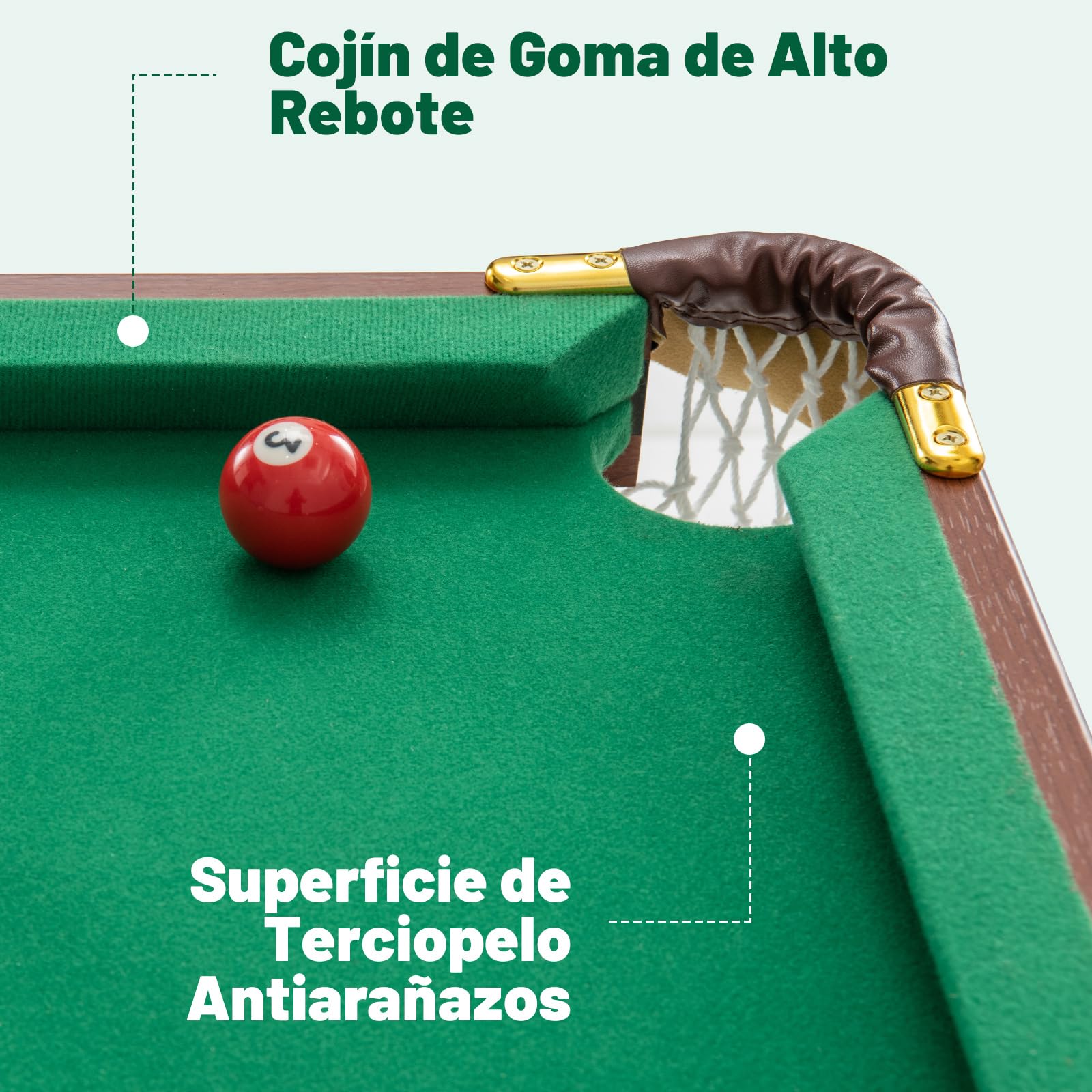 COSTWAY Mesa de Billar Plegable Portátil con 16 Bolas,138 x 67 x 79,5 cm, Niveladores de Pies Ajustables, Esquinas Protegidas de Cuero, 2 Tacos, 2 Tizas, Triángulo, Cepillo，Mini Mesa de Billar