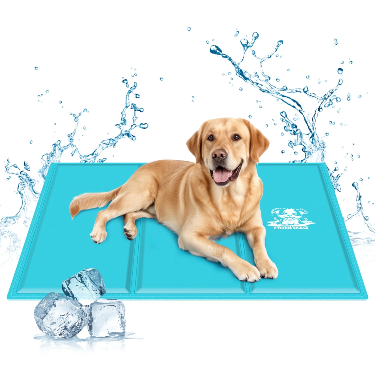 Nobleza Tappetino Refrigerante per Cani Gatti, 90x50cm Animali Tappetino Refrigerante in Gel Autoraffreddante, Azzurro, L