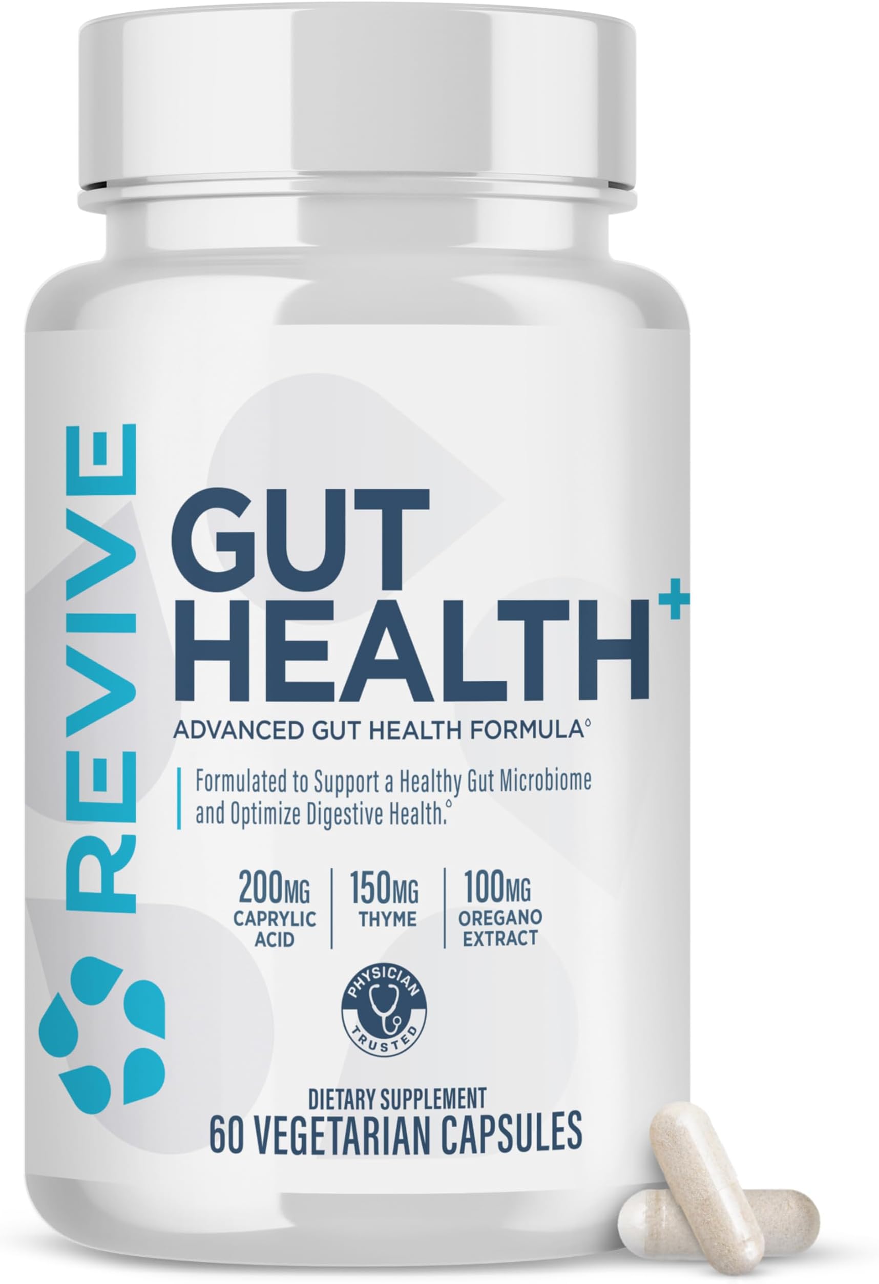 Revive Gut Health+ | Advanced Daily GI Support Formula | Optimal Digestive Wellness & Nutrient Absorption | Prebiotics, Probiotics, Digestive Enzymes Blend | Vegan, Gluten-Free | 60 Capsules