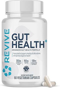 Revive MD Gut Health Supplements for Men & Women - Daily Gut Repair & Digestive Health Support Formula with Thyme, Oregano & Milk Thistle - Vegan-Friendly, Gluten-Free 60 Capsules, 30 Servings