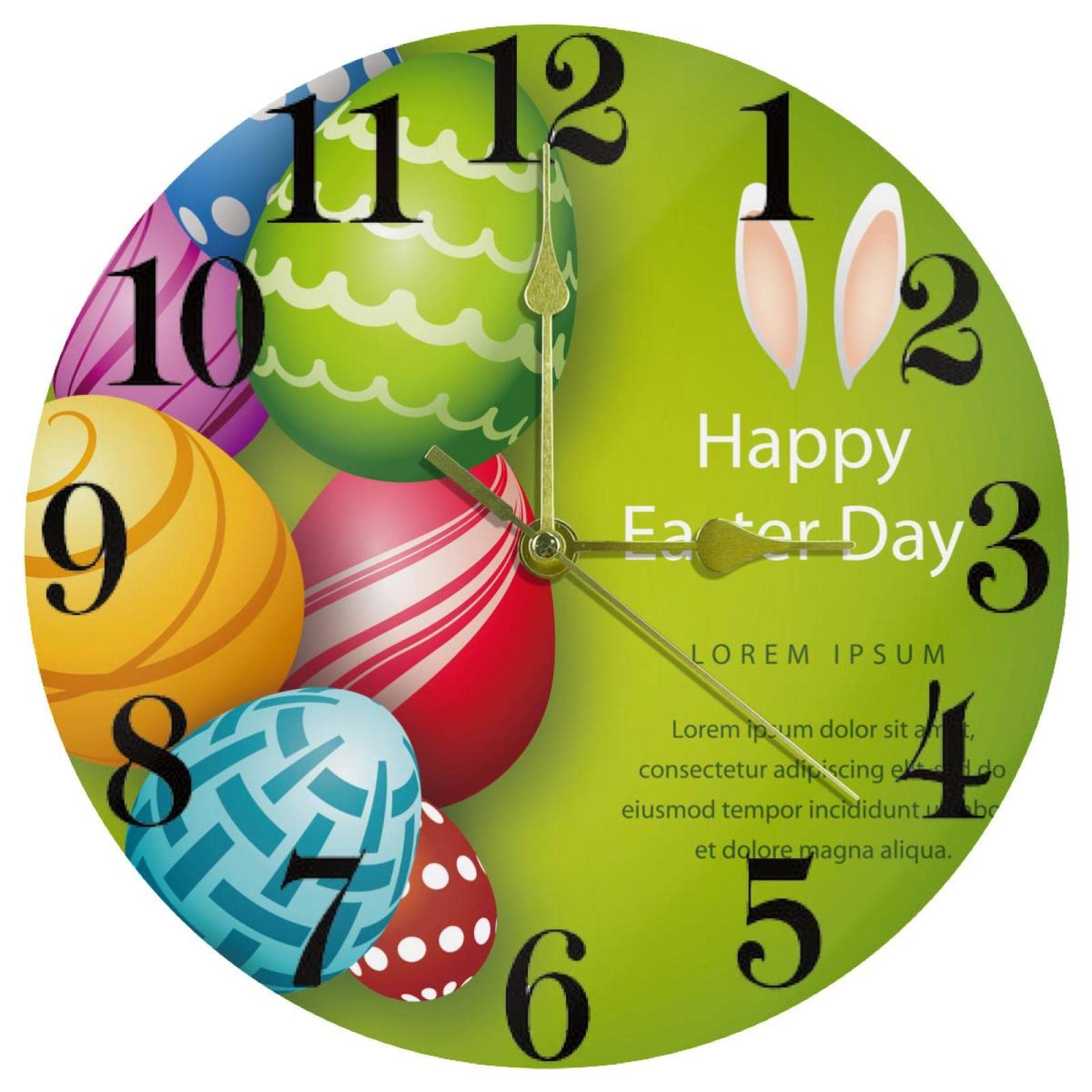 Horloge murale Happy Easter silencieuse pour embellir votre cuisine et le bureau de l'école