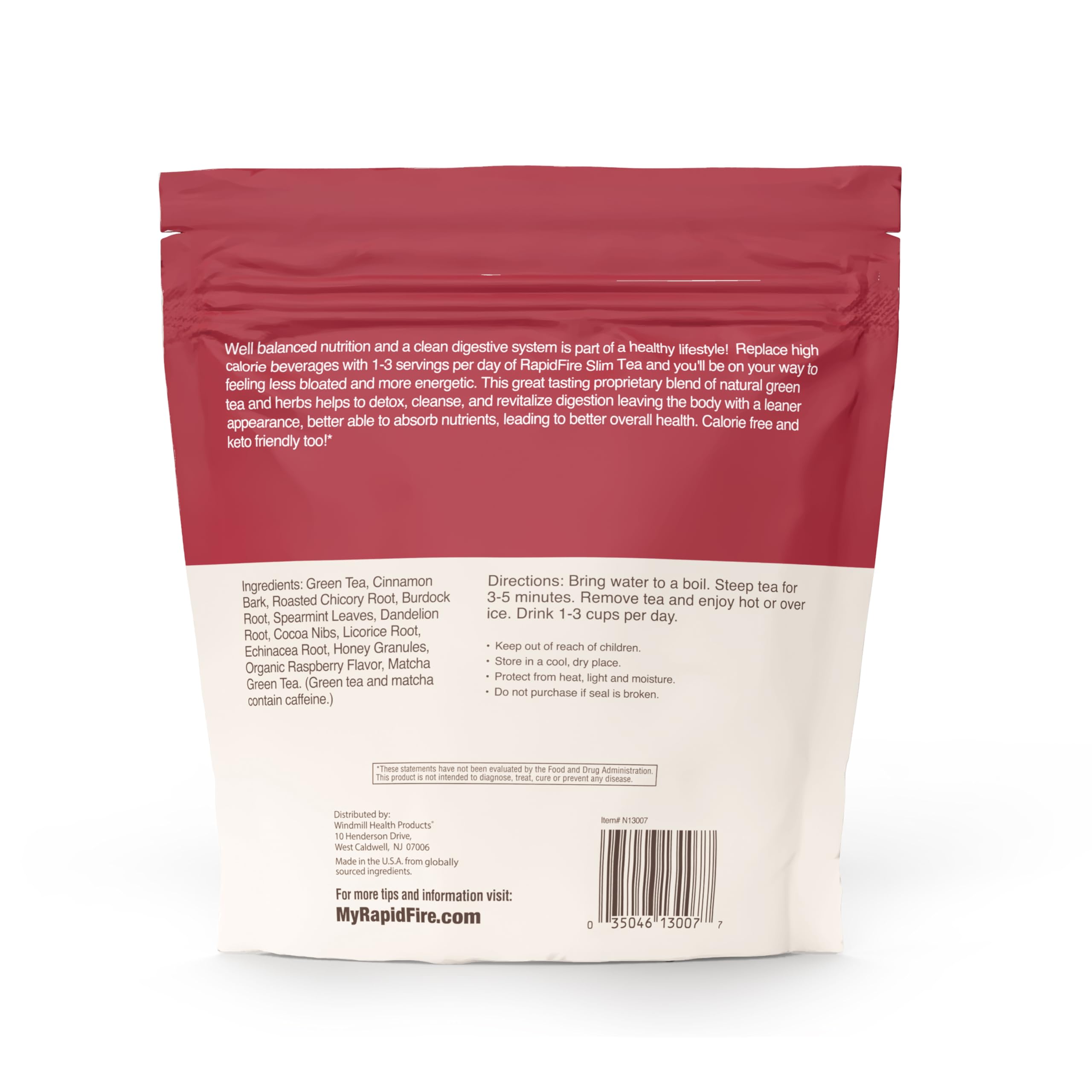 Rapid Fire Slim Tea Bags, Blend of Natural Herbs and Botanicals, Promotes Energy and Digestion, Supports Metabolism, 14 Servings, Raspberry Flavor — Amazon image 2