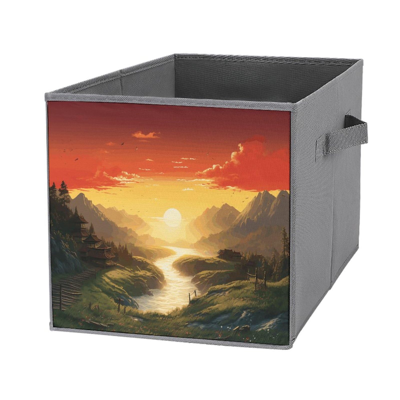 Boîtes de rangement motif soleil levant pour organiser dressing et salon