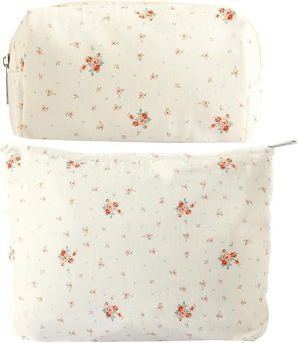 Miniatura 1 de LYDZTION Bolsa de maquillaje para mujeres, 1 bolsa de maquillaje de gran capacidad y 1 estuche para lápices, bolsa de almacenamiento de brochas de