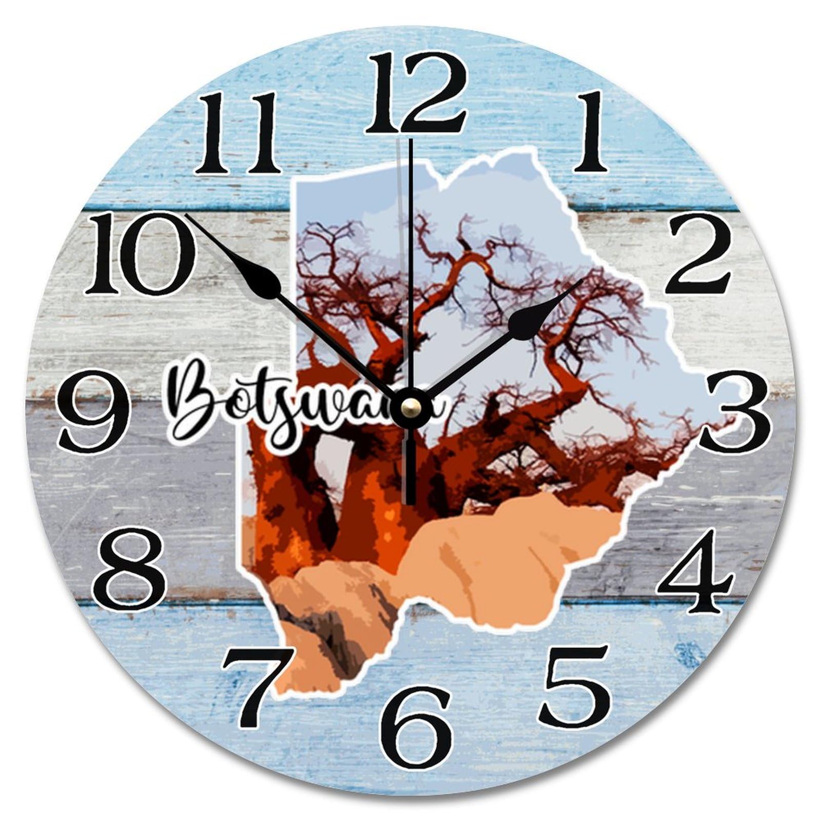 Horloge murale paysage du Botswana à piles pour habiller un mur vide