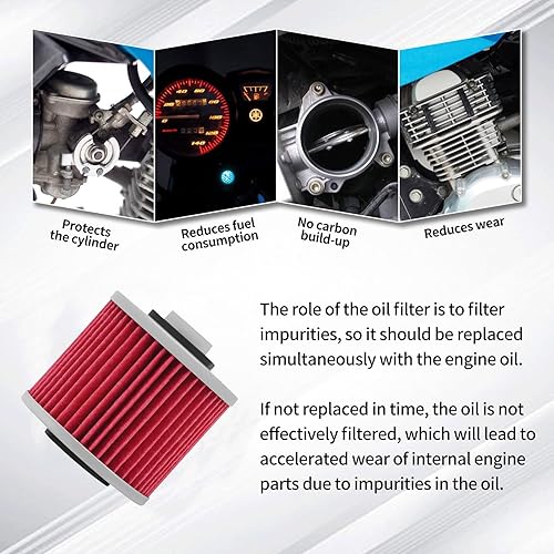 Miniatura 5 de Filtro de aceite para motocicleta 145 compatible con YAMAHA XVS650 XVS 650 V-STAR CLASSIC Custom 650  XV250 XV 250 Virago V-star  XVS1100 XVS 1100
