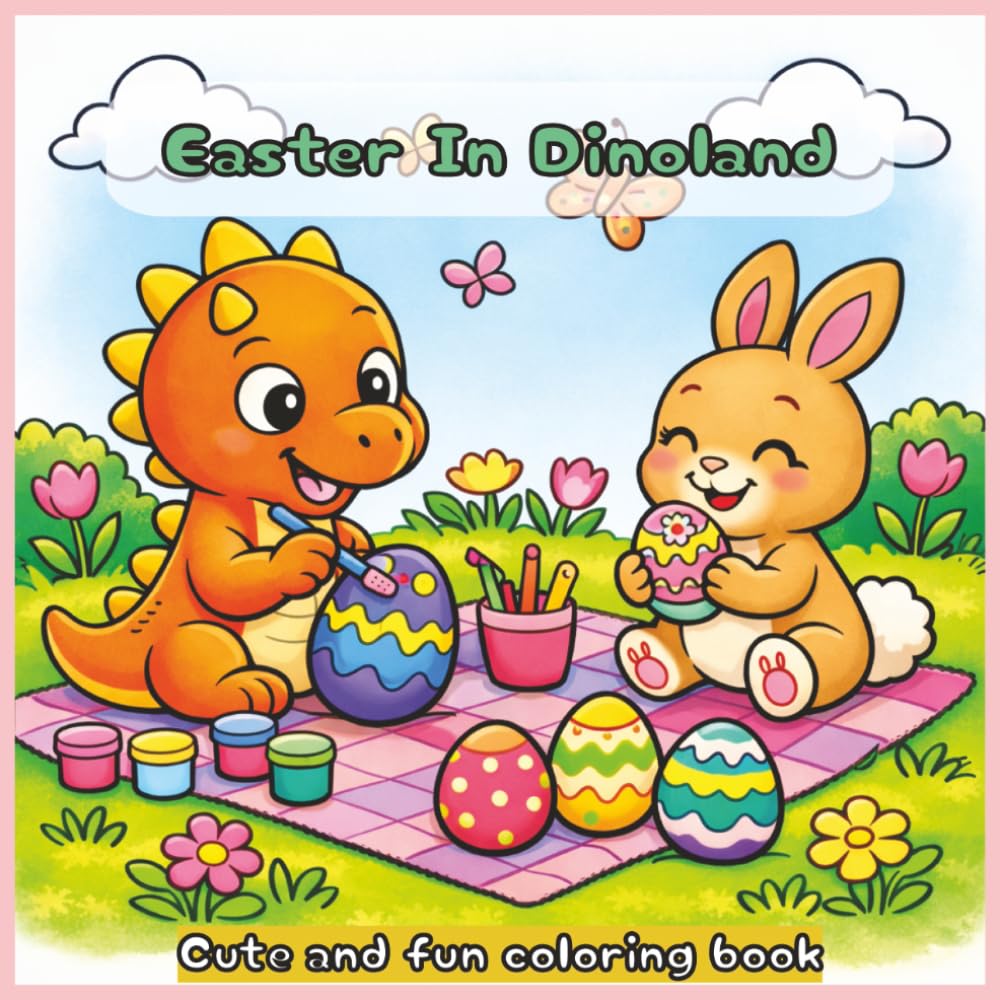 Easter in Dinoland Coloring Book: 40 Cozy and Relaxing Dinosaur Coloring Pages | Spring Fun and Easter Magic for Kids, Teens & Adults (Adventures in Dinoland)