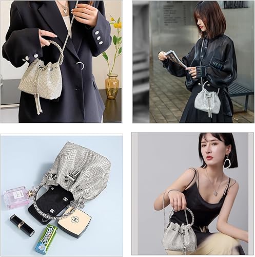 Miniatura 5 de BBTTful Bolsos de hombro cruzados bolsos de mano con cristales de noche plata para mujeres y niñas boda graduación fiesta club brillante brillante