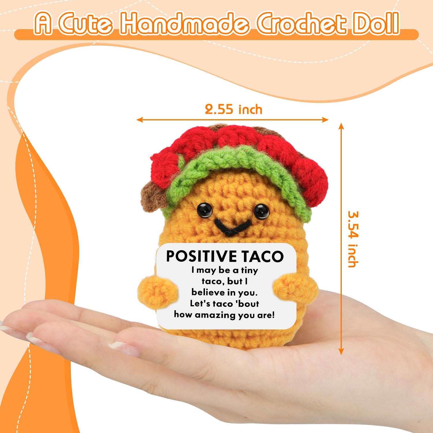Positive Taco,Handmade Positive Taco Plush for Women,Emotional Support Crochet for Girlfriend Sisters Friends - Image 7