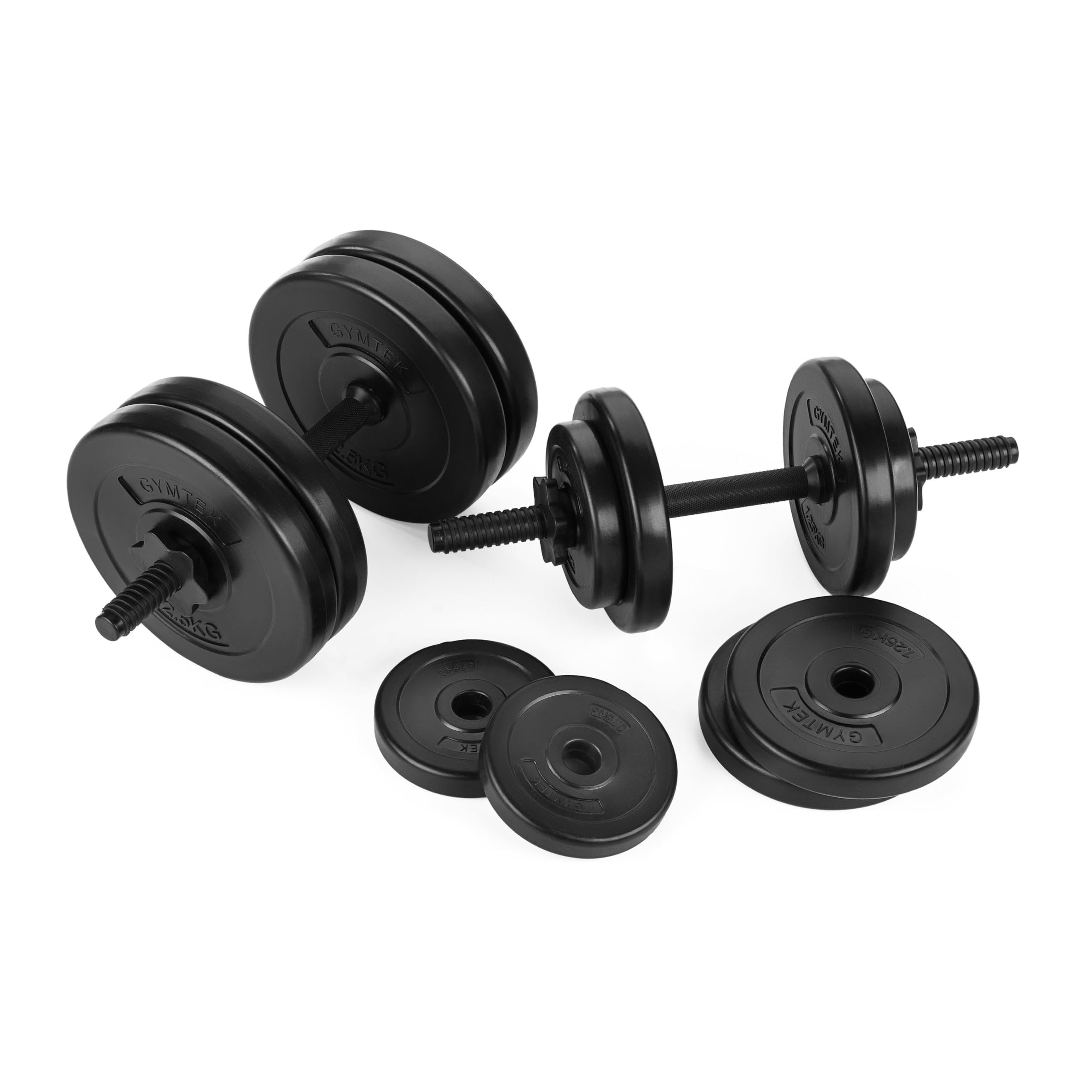 Gymtek® Set Manubri 20 kg - 2x Impugnature per Manubri - 4x 2,5 kg, 4x 1,25 kg, 4x 1 kg