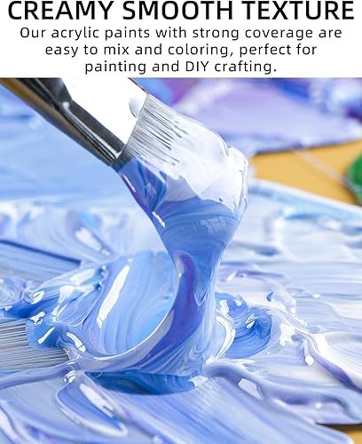 Miniatura 2 de Nicpro Juego de pintura acrílica a granel de 24 colores (8.45 onzas), ricos pigmentos no tóxicos, suministros de pintura a granel para artistas