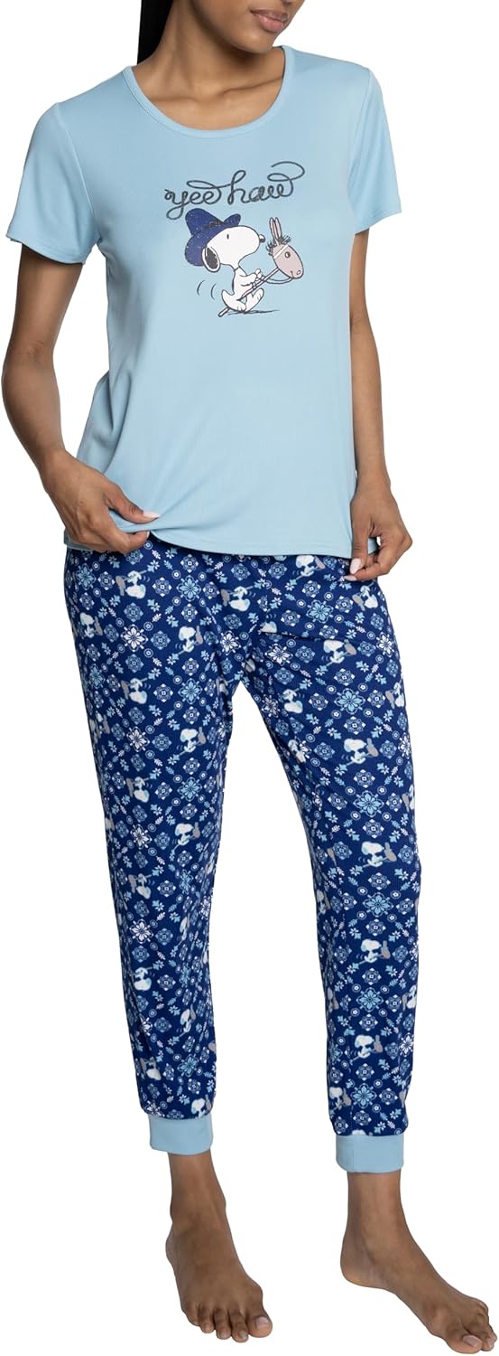 Peanuts womens Ss Tee and Jogger 2pc Set