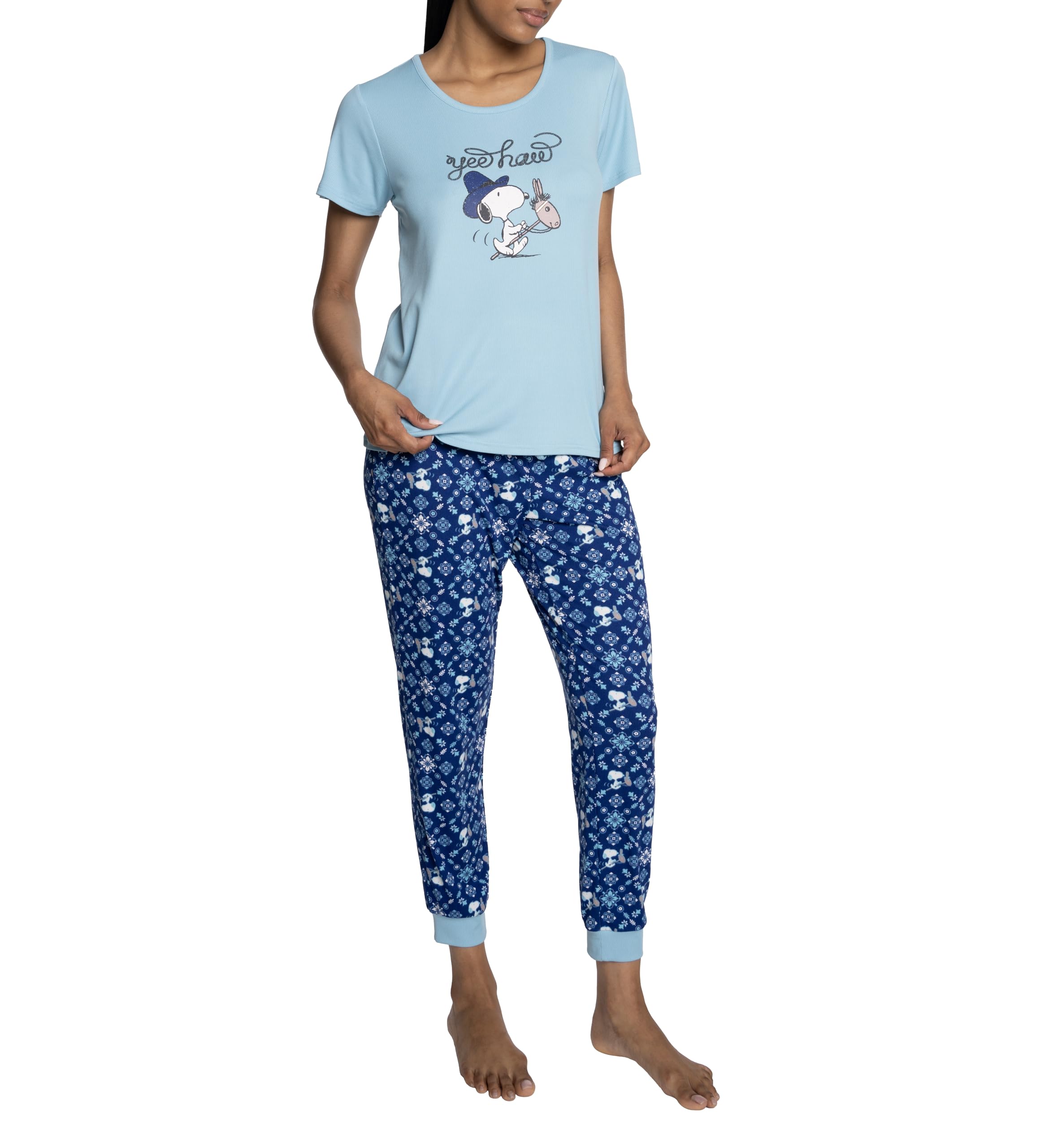 Peanuts Women's Ss Tee and Jogger 2pc Set