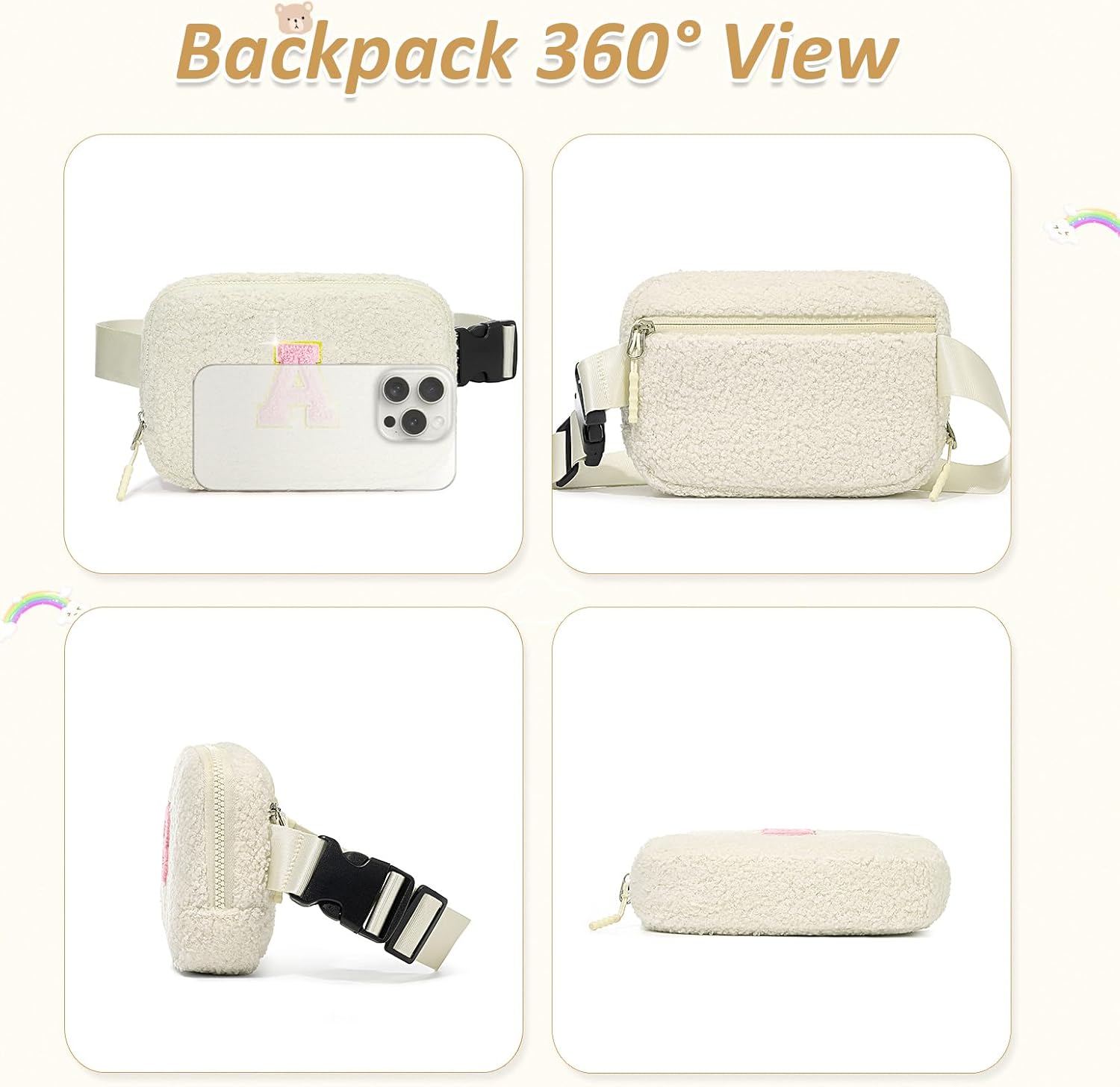 Birthday Gifts for 4 5 6 7 8 9 10 11 12 13 Year Old Girls Initial Fanny Pack Crossbody Bag Belt Bag Purse, Gifts for Teen Girls Kids White A - Image 5