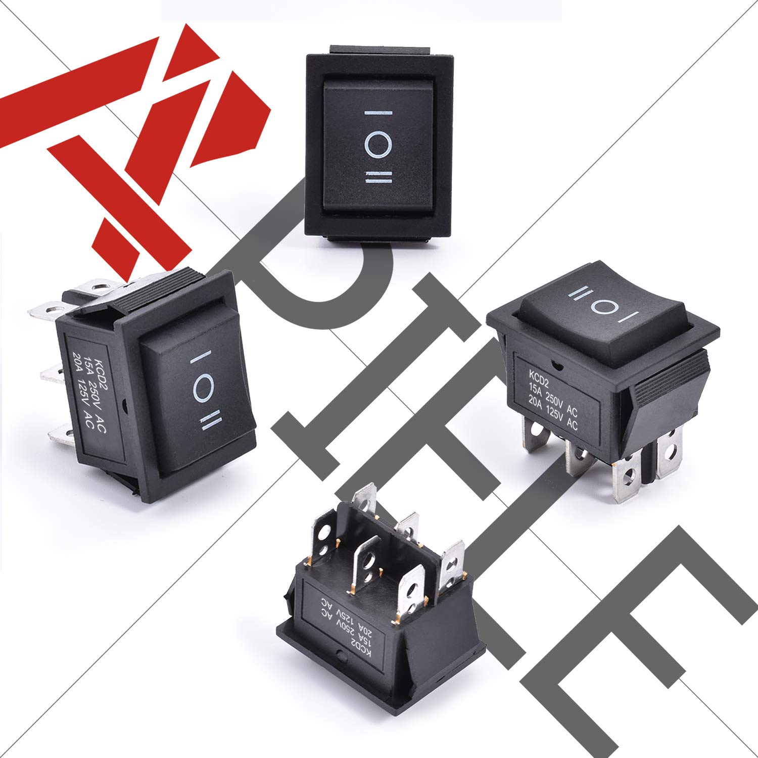 APIELE KCD2 203N Tuimelschakelaar, 3 Stuks, Aan Uit Aan, Met Led Schakelaar Dpdt 6 Pinnen 250 V 16 A Knop Tuimelschakelaar Voor Huizen Industrie Doe Het Zelf Rood 681332024