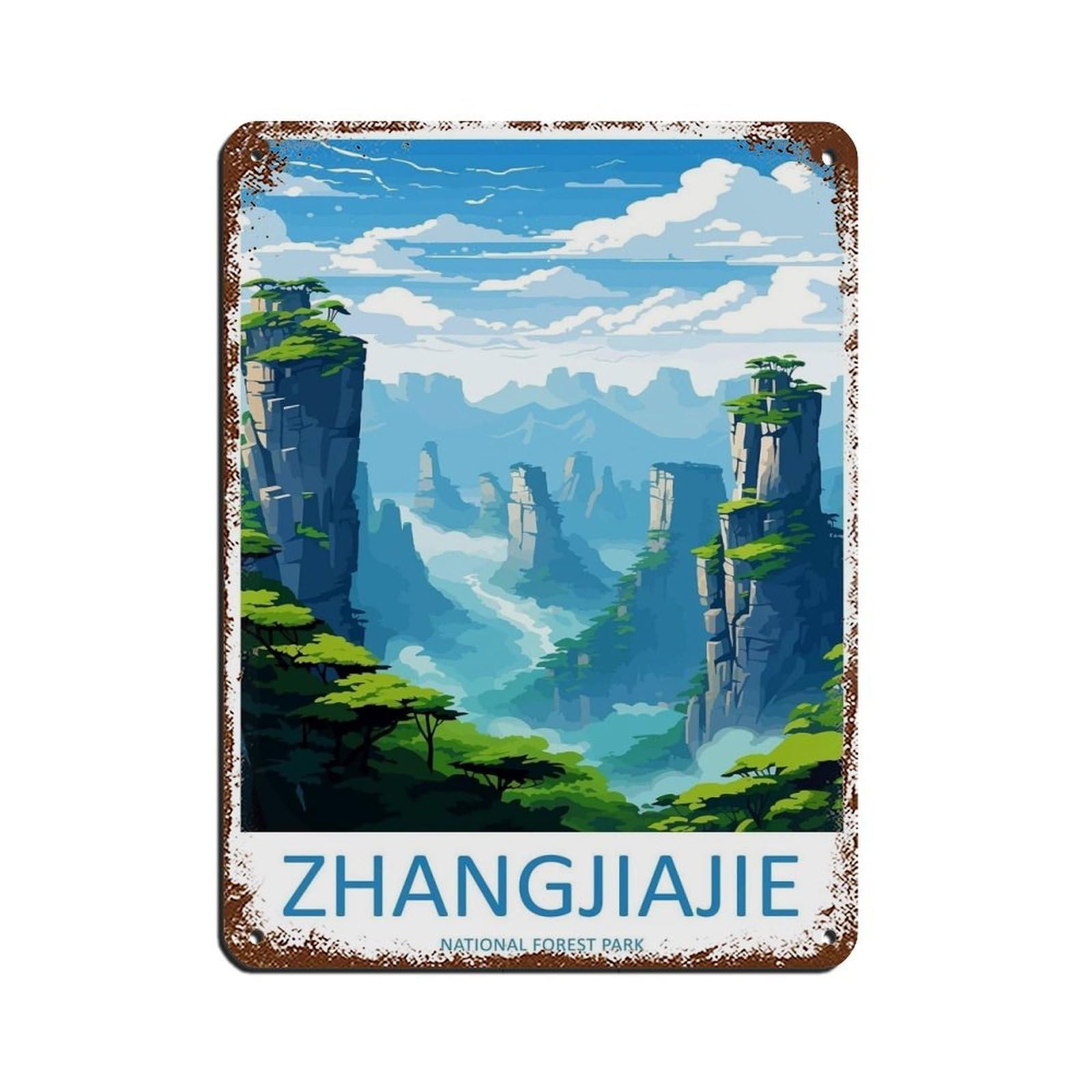 Zhangjiajie Travel Art China Zhangjiajie Gift (2) Tin Sign Vintage Metal Pub Club Cafe Bar Home Wall Art Decoration Poster Retro 12x16inch(30x40cm)