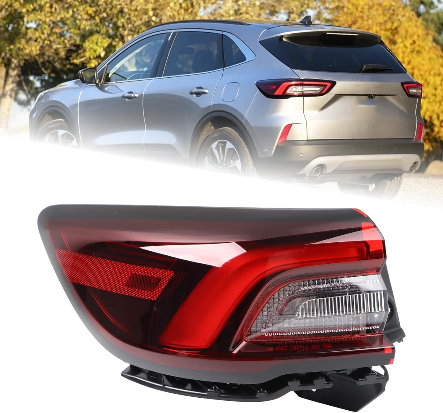 RH LED Tail light Assembly Fit for 2023 2024 2025 Ford Escape Rear Lamp Right Passenger Side Brake Light With Bulbs Outer Rear Lights