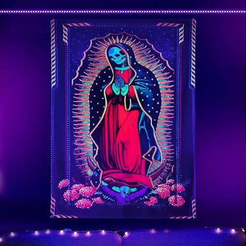 Simsant Blacklight Wizard Skull Tapestry - Solar Iris UV Sol y Luna Star y Cloud Tarot - Tamaño grande 40 x 60 pulgadas para habitación YGTLSSI18