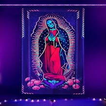 Simsant Blacklight Wizard Skull Tapestry Solar Iris UV Tapestry Sun and Moon Tapestry Star and Cloud Tapestry Tarot Tapestry Largr Size 60x80inch for Room YGTLSSI19