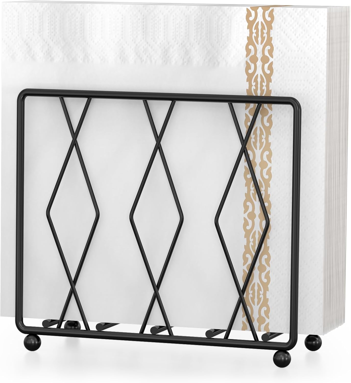 Black Napkin Holder for Table, Modern Metal Stand for Kitchen Counter