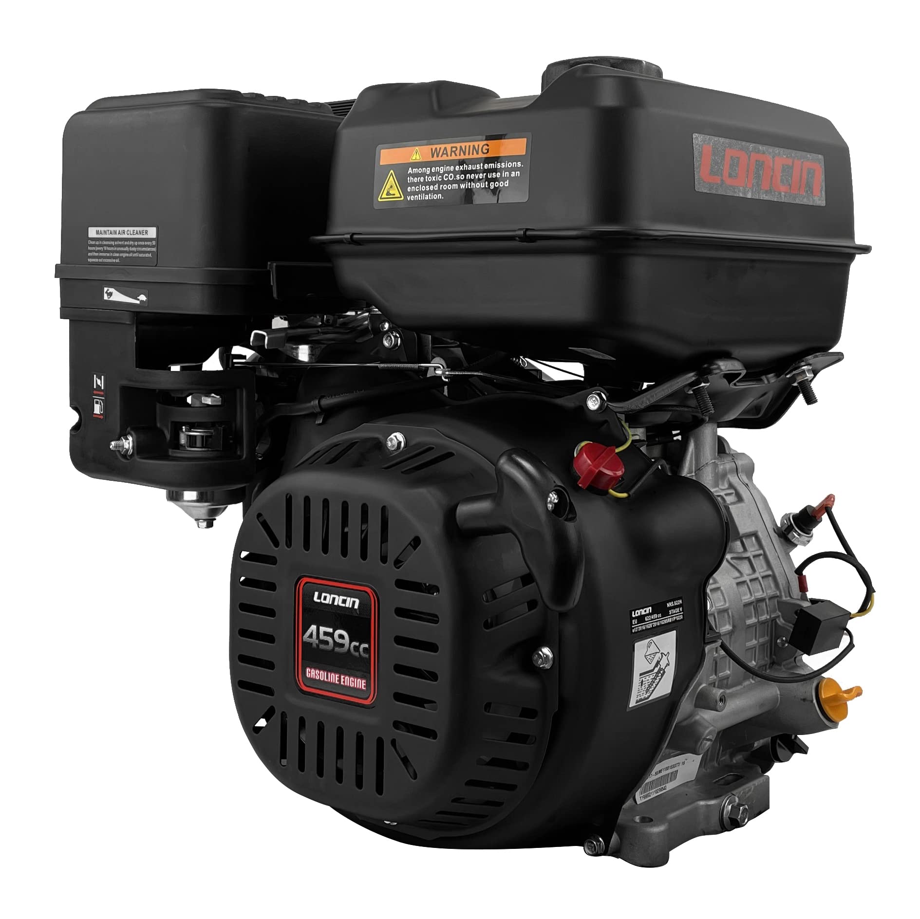 Loncin LC192F Moteur à essence 18 CV 459 cm³ Moteur de rechange, plaque vibrante, moteur à kart, moteur à essieu unique