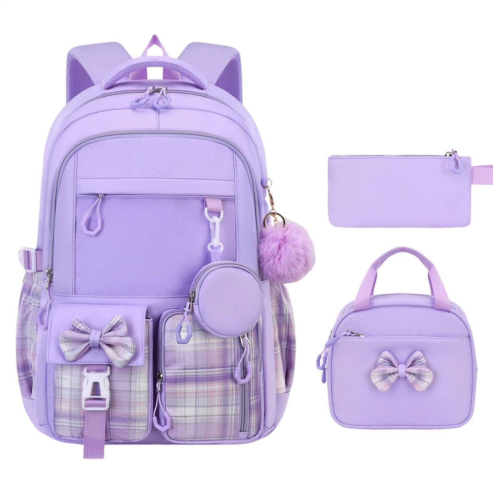 Generico Zaino Ragazze 3 Pezzi Zainetto con, Portapranzo e Astuccio | Zaino Scolastico Ergonomico Per Ragazze Per Borraccia, Libri Di , Gita Del Weekend, Viaggio Ed Esplorazione All'Aperto