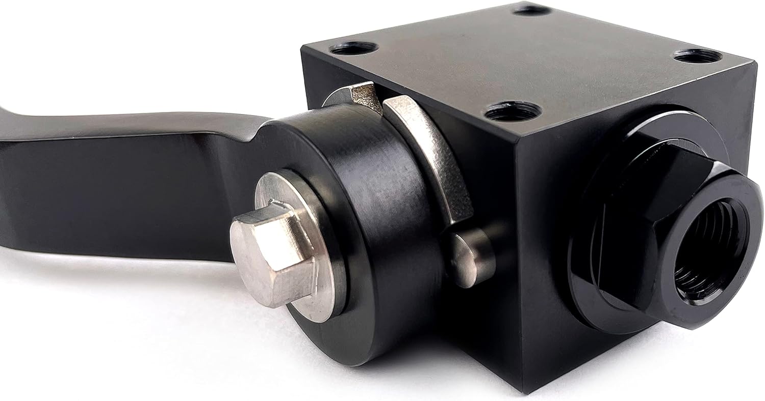 1/8" NPT Aluminium Brake Line Lock Shut Off Valve Fuel Flow Control Cut Off Valve Fitting Black