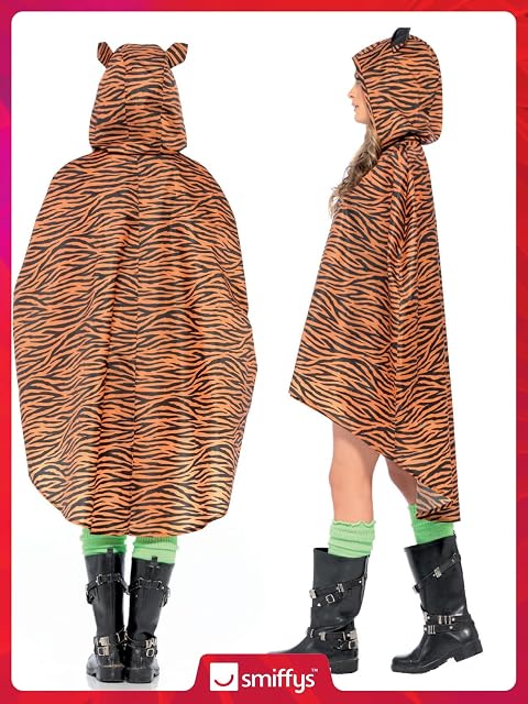 Foto 5 de 8 de Smiffys Party Poncho del Tigre, con Bolsa con Asas Halloween, Carnaval