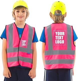 AYKRM Personalised Printed LOGO SCHOOL Childs high vis vest KIDS high vis Reflective Safety Vest High Visibility child hi viz vis Waistcoat