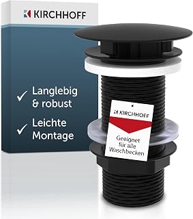 KIRCHHOFF Waschbecken Ablaufgarnitur ohne Überlauf, Schwarz