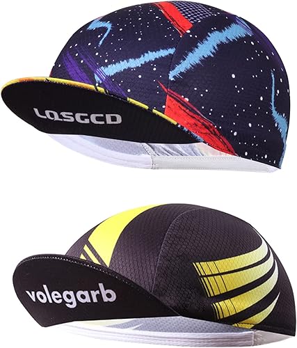 Meicynhoger Paquete de 2 gorras transpirables para bicicleta debajo del casco para hombres y mujeres, gorras de ciclismo MTB de poliéster con visera