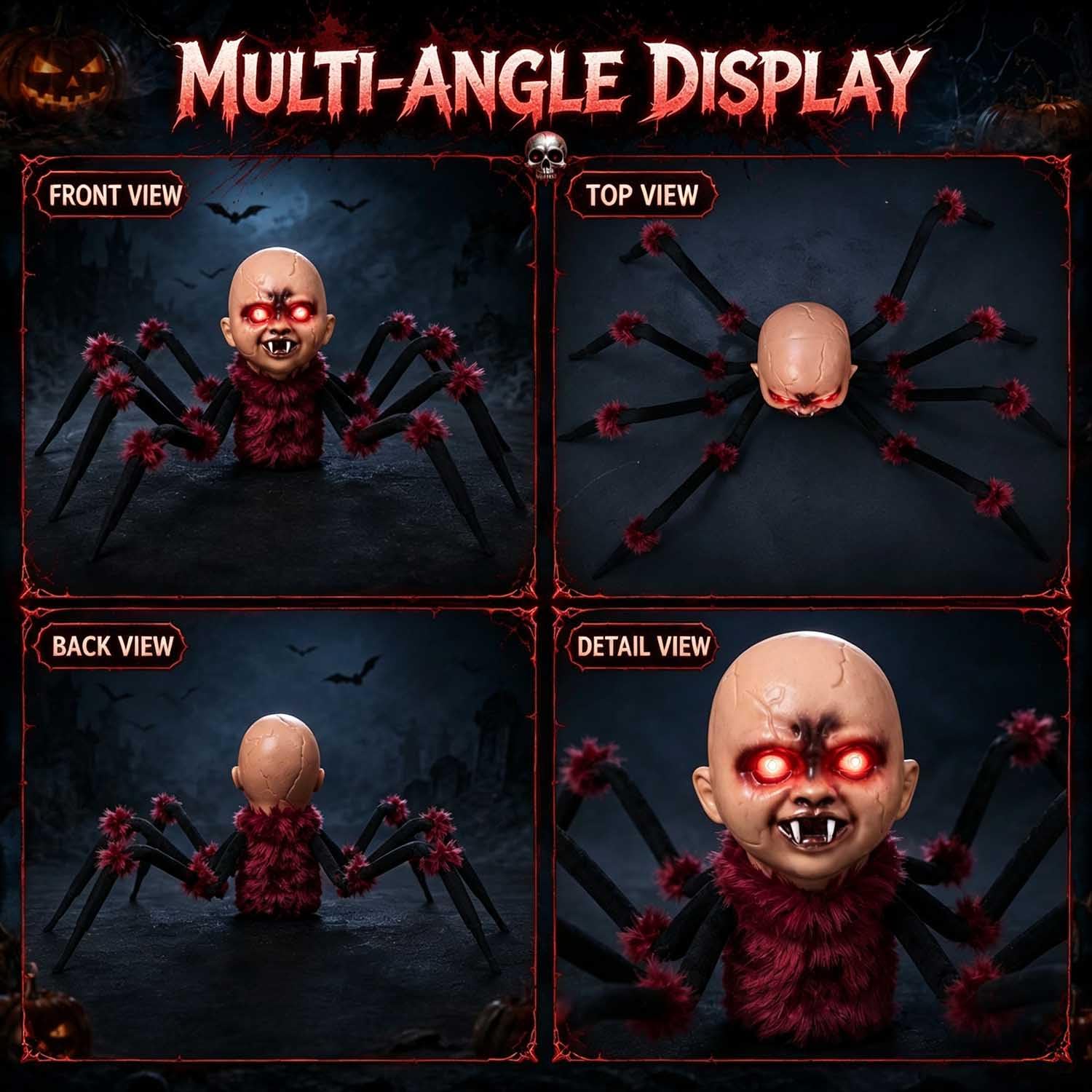 Ragno di Halloween Animatronic,Decorazioni Cimitero di Halloween Esterno