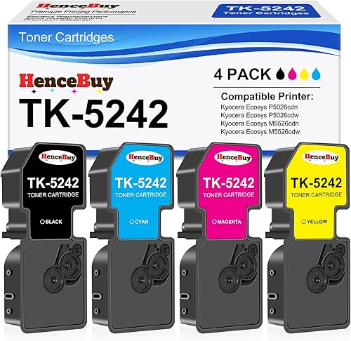 Cartucho de tóner compatible TK5242 TK-5242 para impresoras láser Kyocera ECOSYS P5026cdn P5026cdw M5526cdn M5526cdw (negro cian amarillo magenta, 4