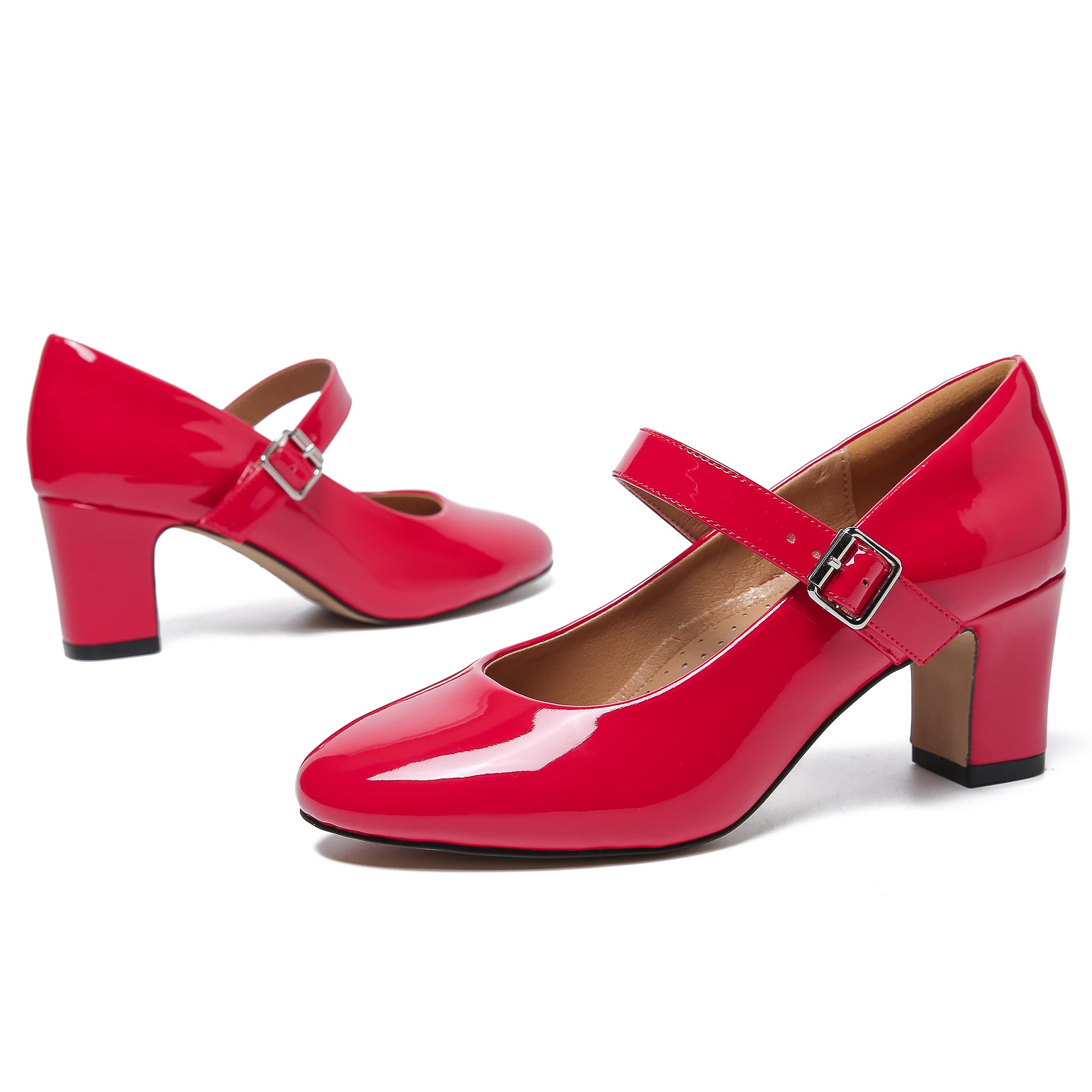 MAIERNISI JESSI Unisex Mary Jane Shoes - Block Heel (2.36"), Round Toe, Buckle Strap, Synthetic PU, Sizes 6 Women / 4.5 Men To 15 Women / 13.5 Men - View #12