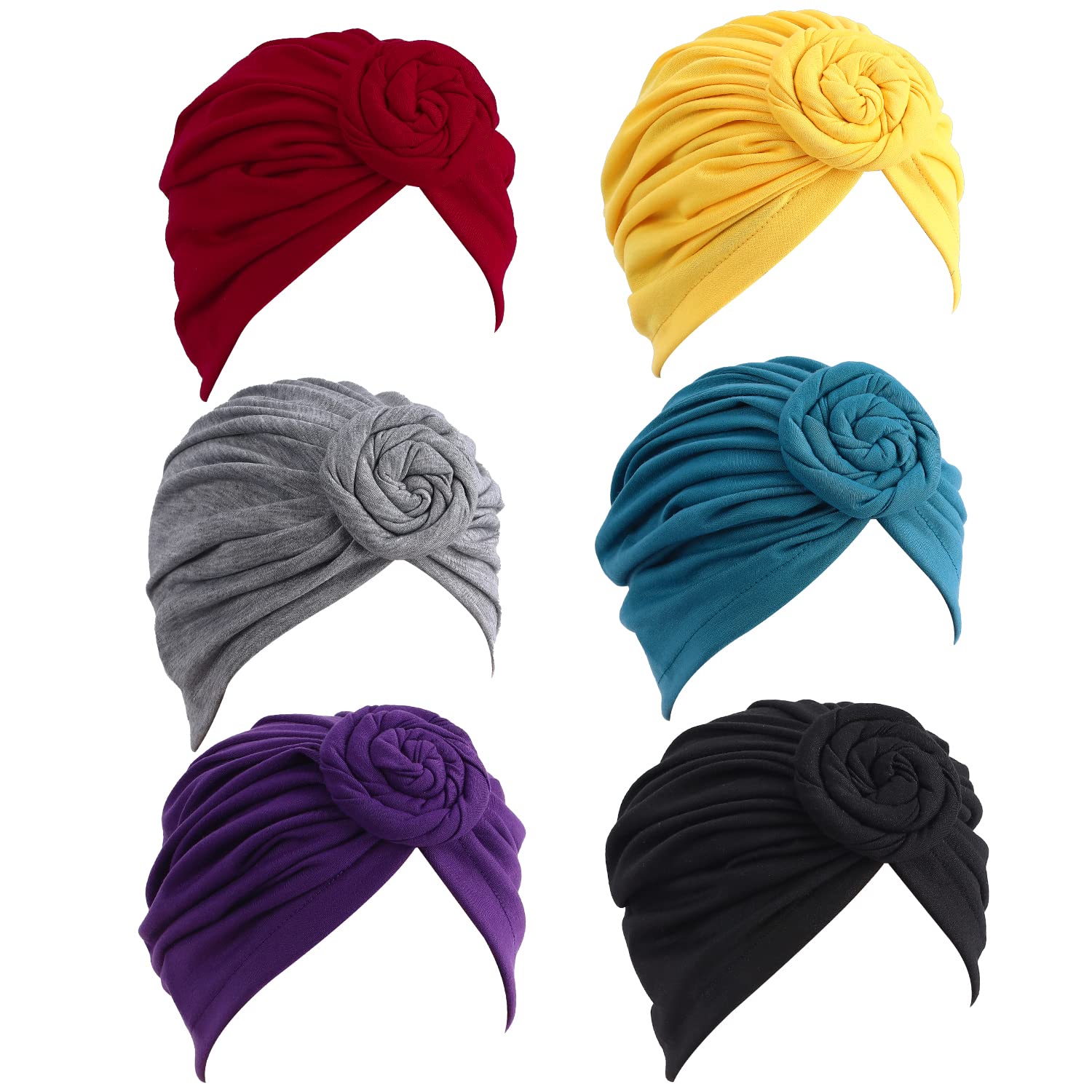 zucase6 Pcs Women Turban Hat Head Wraps for Women Twist Knot Pre-Tied Turban for women