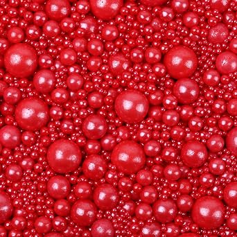 Sentovac Edible Red Pearl Sugar Sprinkles 4.23oz/ 120g Edible Candy Pearls for Decorating | Edible Cake Cupcake Sprinkles for Halloween Christmas | Cookie and Ice Cream Topper Decorations