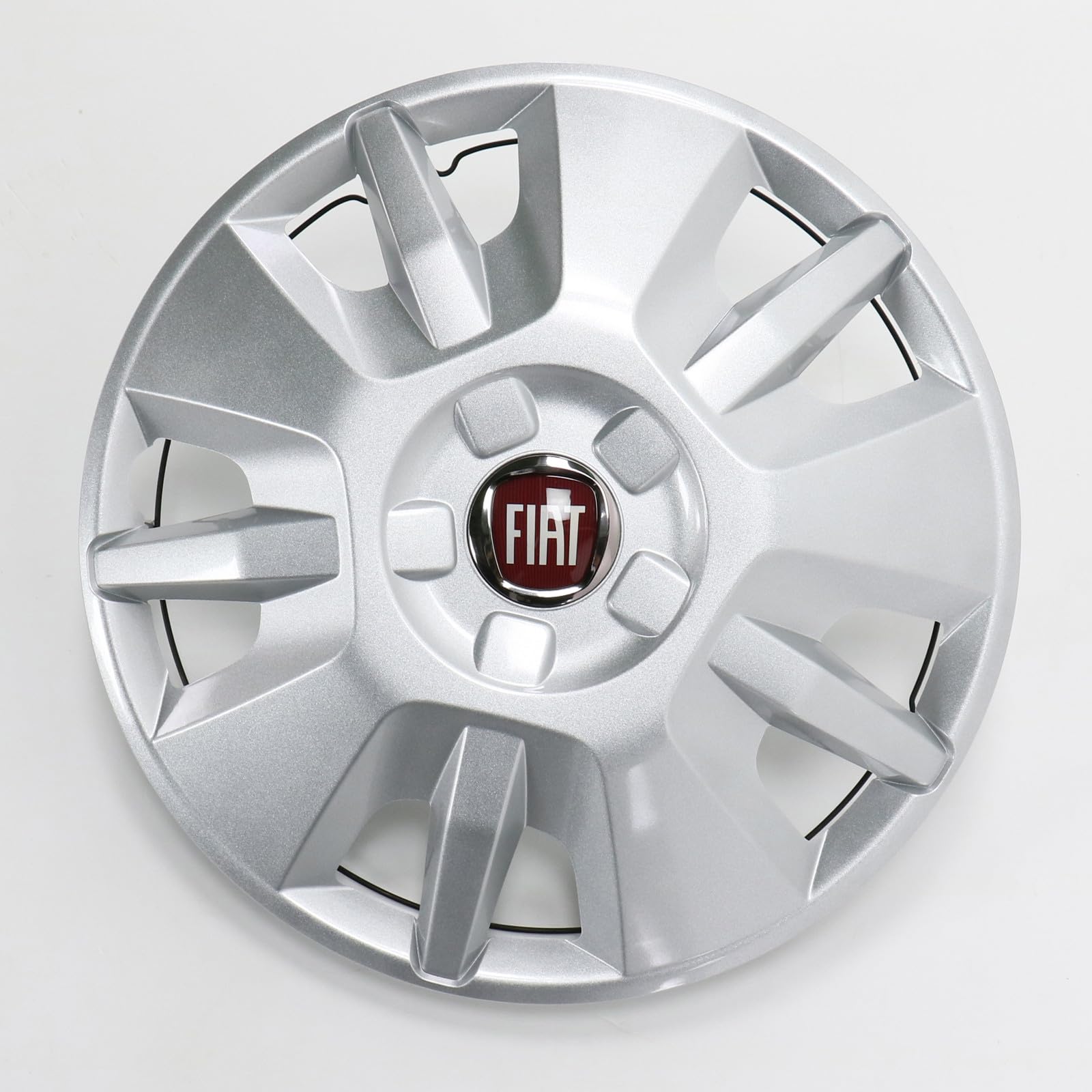 Enjoliveur original Fiat, 15", avec emblème rouge de Fiat et anneaux de fixation 1374086080