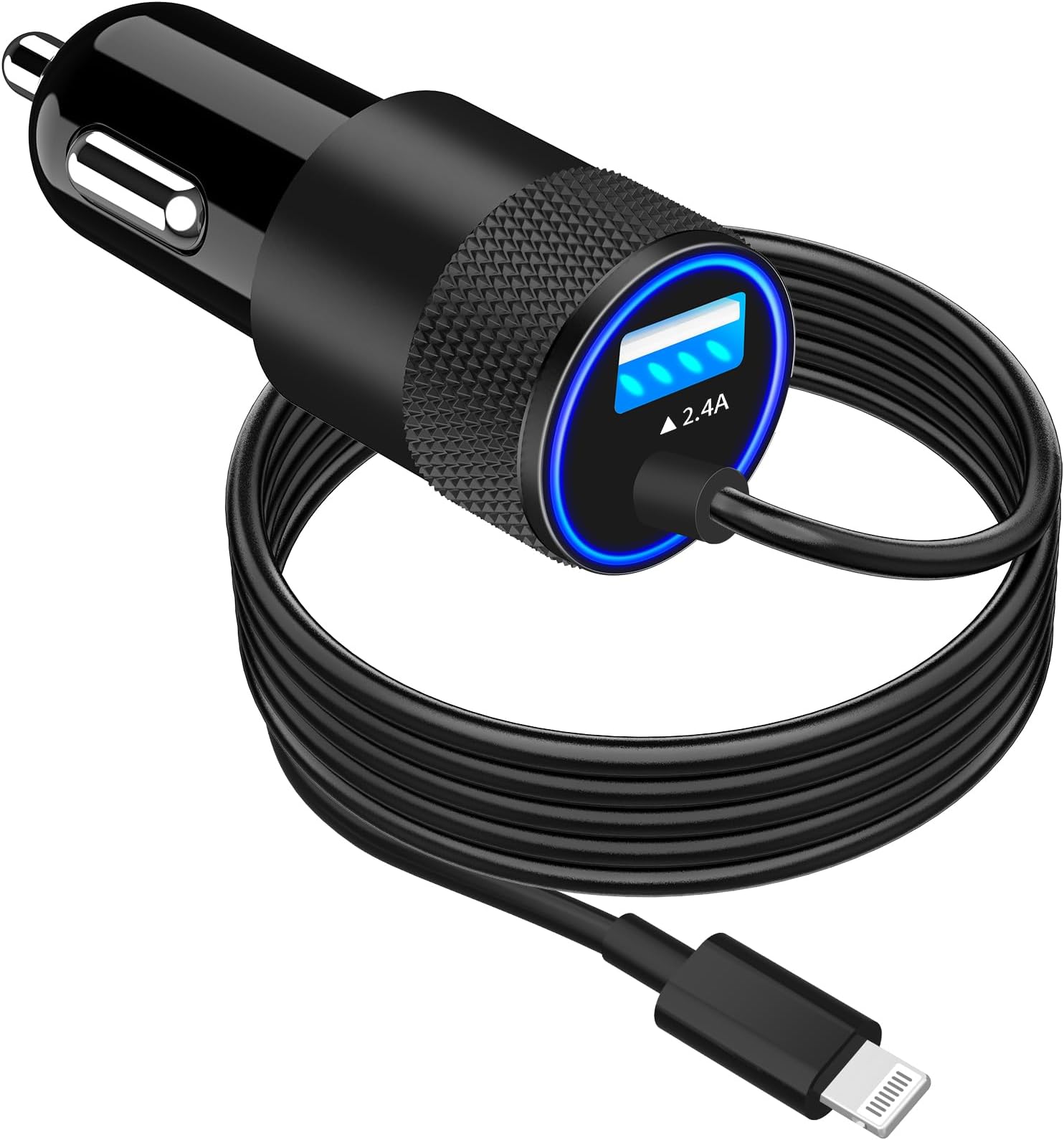 【MFi Certified】iPhone Car Charger Fast Charging, Braveridge 4.8A Dual USB Car Power Adapter USB Car Charger Cigarette Lighter with 6FT Lightning Cable for iPhone 14 13 12 11 Pro Max/XS/XR/X/8/SE/iPad