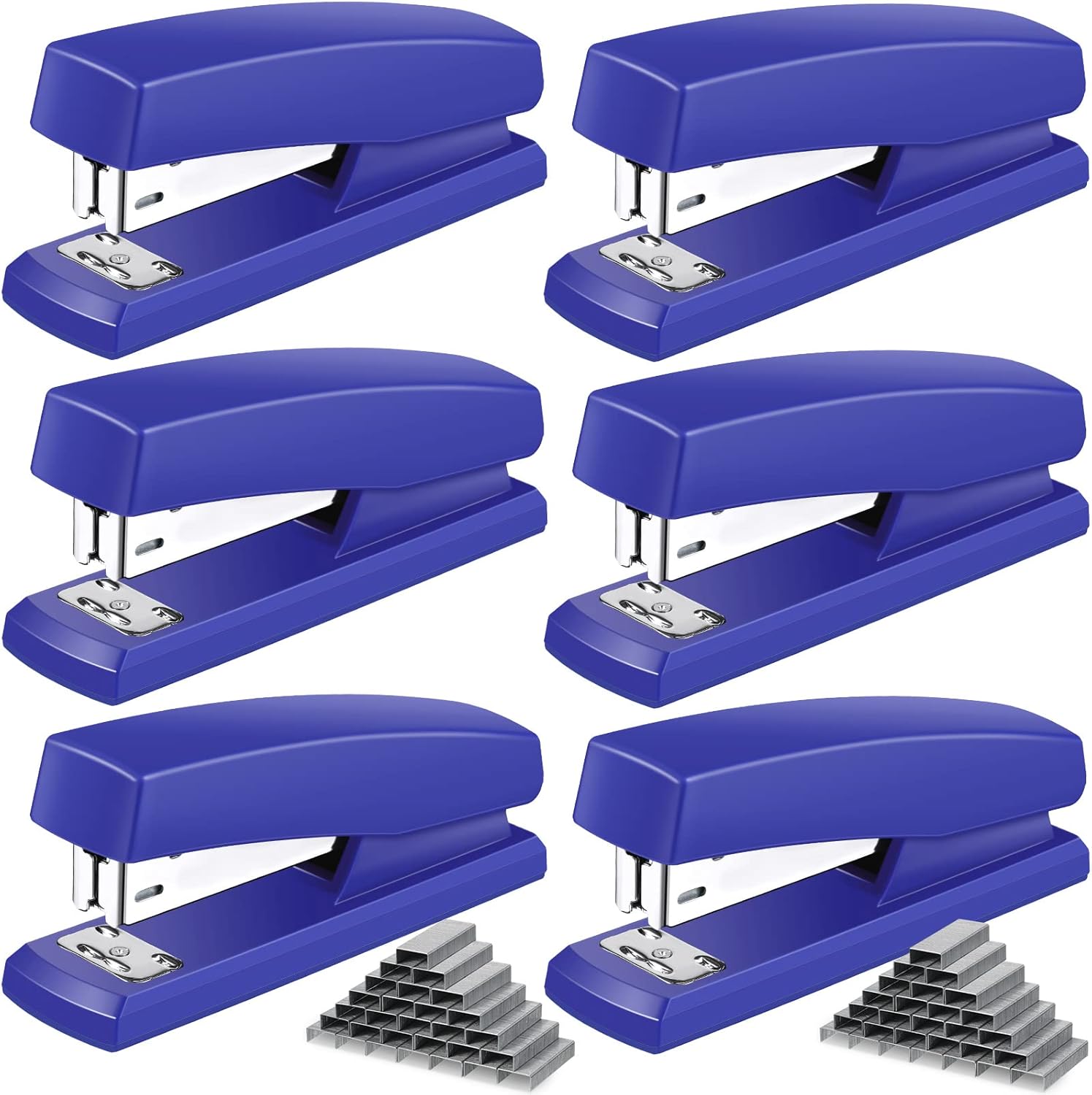 6 Pieces Stapler Desktop Staplers with 3000 Staples Heavy Duty Office Stapler 25